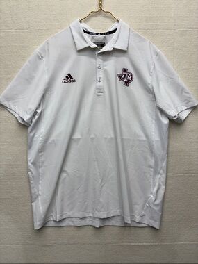 adidas White Polo with Maroon Texas A&M Logo w/ player ID